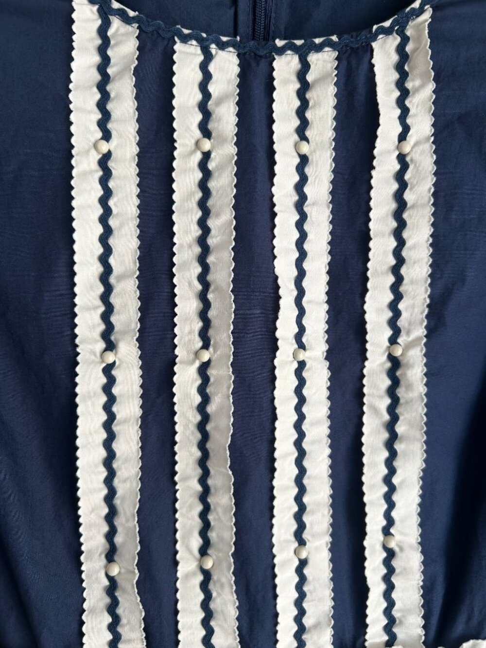RED Valentino Navy White Stripe Midi Dress Cotton Sleeveless Fit & Flare US 10 - Picture 4 of 12